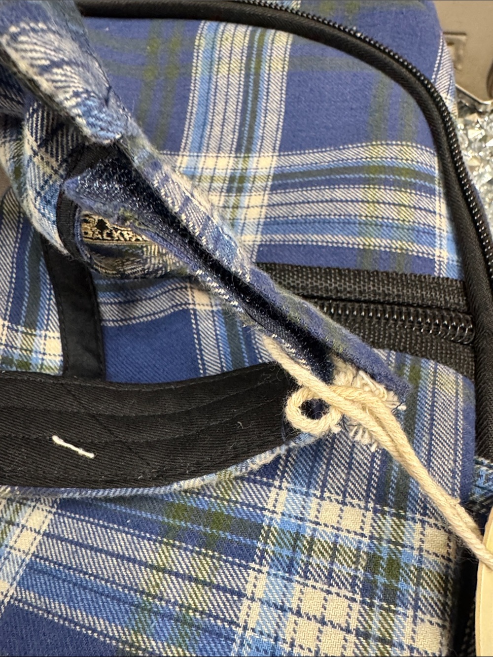 Backpacker Blue Plaid full size Backpack with Matching Cap NWT - Picture 15 of 15